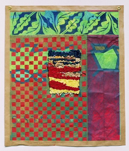 Sylvie Christophe, Motif de dallage, acrylique sur papier de r�cup�ration et tissage, 2000.